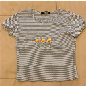 Brandy Melville Embroidered Striped Tee